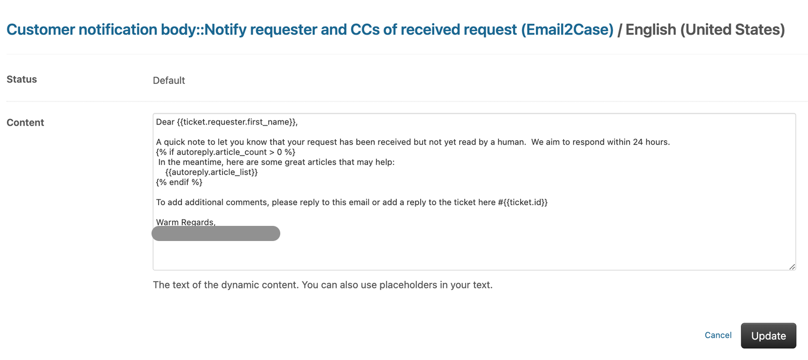 Dynamic content showing recommended articles in the body of an email