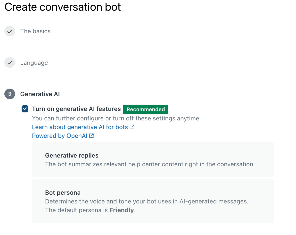 Enable Generative AI toggle