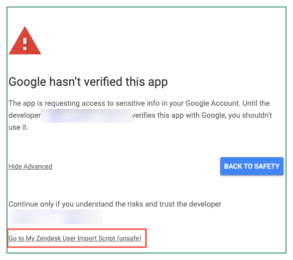 Google Apps Script advanced warning