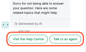 Zendesk AI Answers example